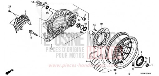 REAR WHEEL/SWINGARM NSS300AD de 2013